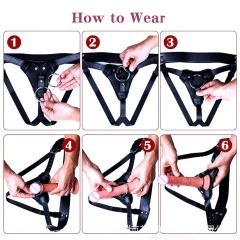 Adjustable Black PU Strap-On Harness with 2-Size Metal O-Rings