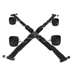 Black Adjustable Cross Straps Restraint Set with Hand & Ankle Cuffs