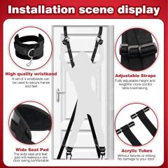 Black Adjustable Cross Straps Restraint Set with Hand & Ankle Cuffs
