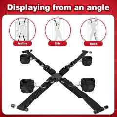 Black Adjustable Cross Straps Restraint Set with Hand & Ankle Cuffs