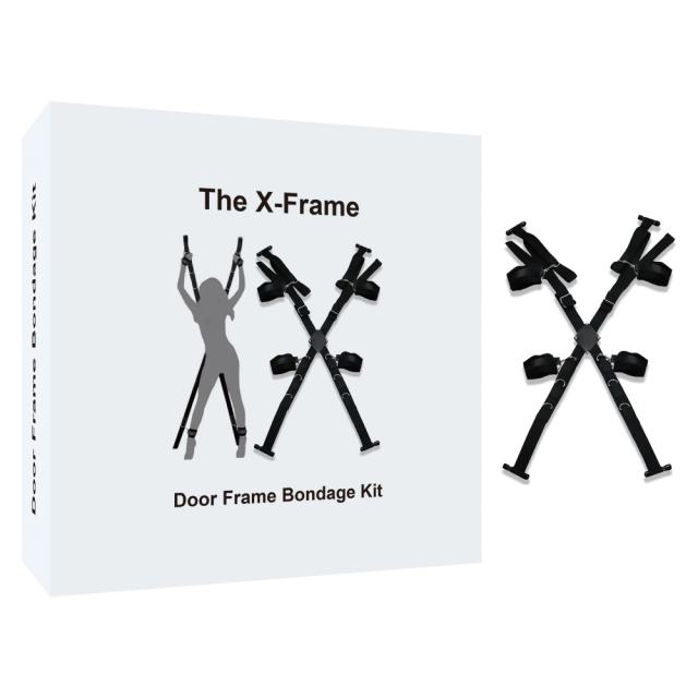 Black Adjustable Cross Straps Restraint Set with Hand & Ankle Cuffs