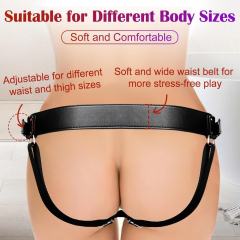 Adjustable Black PU Strap-On Harness with 2-Size Metal O-Rings
