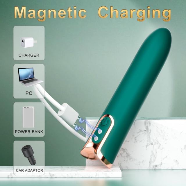 10-Speed Green & Rose Gold Rechargeable Waterproof Vibrator