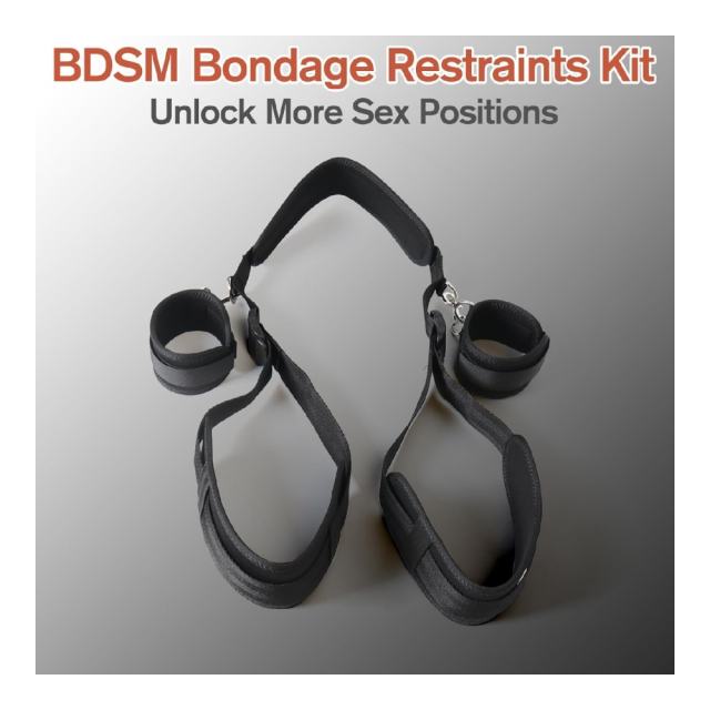 Black Bed Restraints Set with Handcuffs