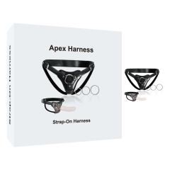 Adjustable Black PU Strap-On Harness with 2-Size Metal O-Rings