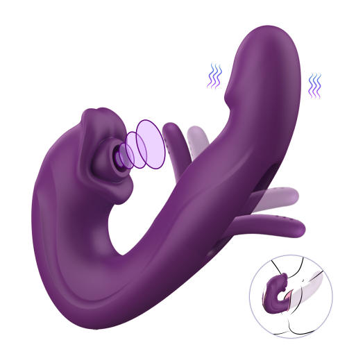 7.68" Purple Rechargeable Silicone App-Controlled Rabbit Vibrator – 7 Vibrating + 7 Sucking + 7 Flapping Modes