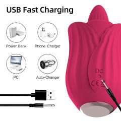 Red Rechargeable Silicone Rose Tongue-Licking Vibrator – 10 Licking Modes