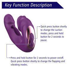7.68" Purple Rechargeable Silicone App-Controlled Rabbit Vibrator – 7 Vibrating + 7 Sucking + 7 Flapping Modes