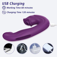 7.68" Purple Rechargeable Silicone App-Controlled Rabbit Vibrator – 7 Vibrating + 7 Sucking + 7 Flapping Modes
