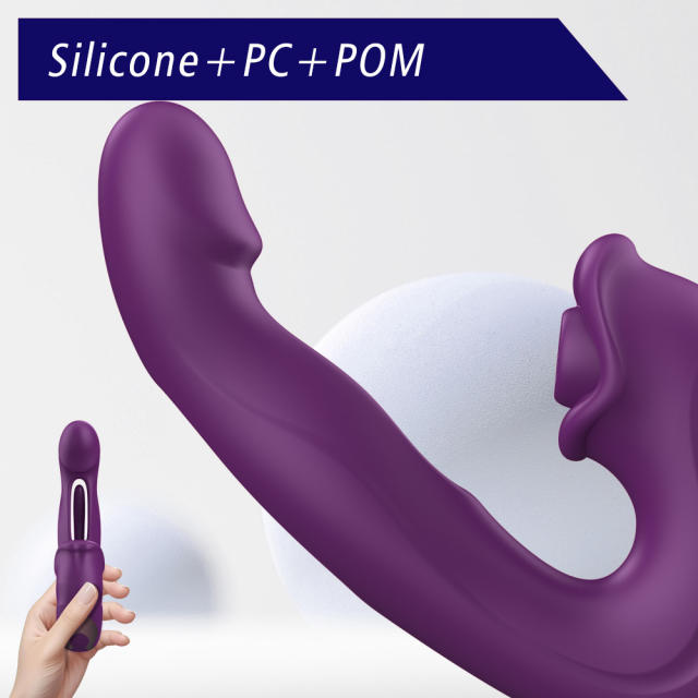 7.68" Purple Rechargeable Silicone App-Controlled Rabbit Vibrator – 7 Vibrating + 7 Sucking + 7 Flapping Modes
