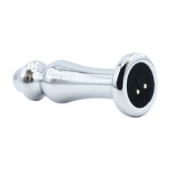 4.18" Electroplated Silver Metal Rechargeable Vibrating Butt Plug – 10 Vibrating Modes with Remote Control