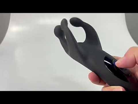 7.88" Black Rechargeable Silicone Dual-Arm Vibrator – 10 Vibrating + 10 Tapping Modes