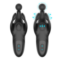 7.88" Black Rechargeable Silicone Dual-Arm Vibrator – 10 Vibrating + 10 Tapping Modes