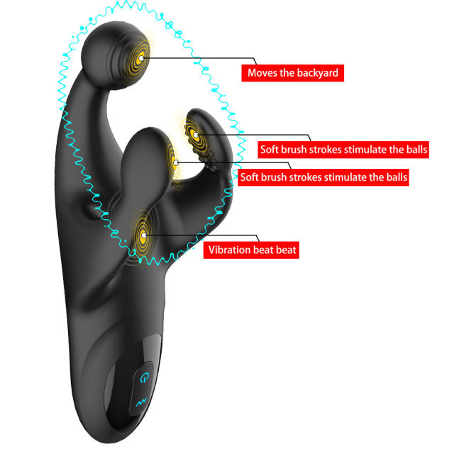 7.88" Black Rechargeable Silicone Dual-Arm Vibrator – 10 Vibrating + 10 Tapping Modes