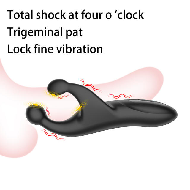 7.88" Black Rechargeable Silicone Dual-Arm Vibrator – 10 Vibrating + 10 Tapping Modes