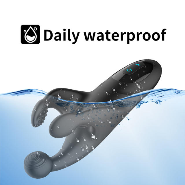 7.88" Black Rechargeable Silicone Dual-Arm Vibrator – 10 Vibrating + 10 Tapping Modes