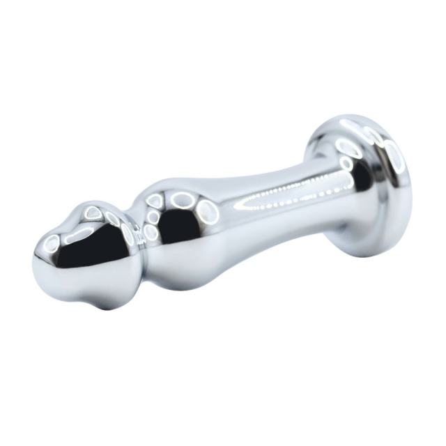 4.18" Electroplated Silver Metal Rechargeable Vibrating Butt Plug – 10 Vibrating Modes with Remote Control