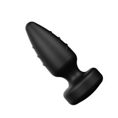 Black Rechargeable Silicone Rotating Butt Plug – 10 Vibrating + 10 Rotating + 10 Light-Up Modes with Remote Control
