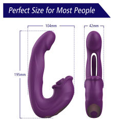 7.68" Purple Rechargeable Silicone App-Controlled Rabbit Vibrator – 7 Vibrating + 7 Sucking + 7 Flapping Modes