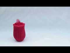 Red Rechargeable Silicone Rose Tongue-Licking Vibrator – 10 Licking Modes