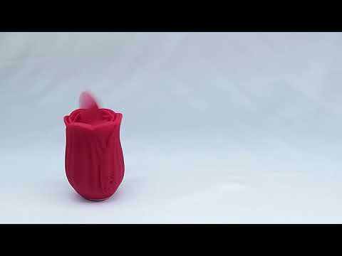Red Rechargeable Silicone Rose Tongue-Licking Vibrator – 10 Licking Modes