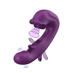 7.68" Purple Rechargeable Silicone App-Controlled Rabbit Vibrator – 7 Vibrating + 7 Sucking + 7 Flapping Modes