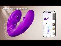 7.68" Purple Rechargeable Silicone App-Controlled Rabbit Vibrator – 7 Vibrating + 7 Sucking + 7 Flapping Modes