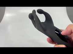 7.88" Black Rechargeable Silicone Dual-Arm Vibrator – 10 Vibrating + 10 Tapping Modes