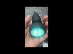 Black Rechargeable Silicone Rotating Butt Plug – 10 Vibrating + 10 Rotating + 10 Light-Up Modes with Remote Control