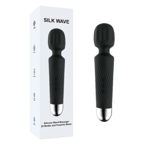 7.68'' Black Rechargeable WaterproofSilicone Wand Massager – 20-Speed and Powerful Motor