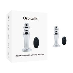 Customizable  4.18" Electroplated Silver Metal Rechargeable Vibrating Butt Plug – 10 Vibrating Modes with Remote Control