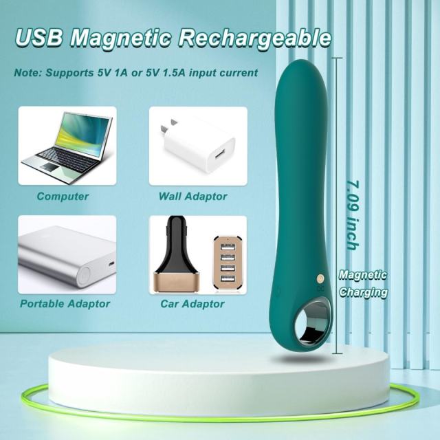 10-Speed Green Rechargeable Waterproof Silicone Vibrator