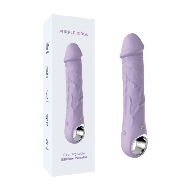 Customizable 10-Speed Purple Rechargeable Waterproof Silicone Realistic Dildo Vibrator