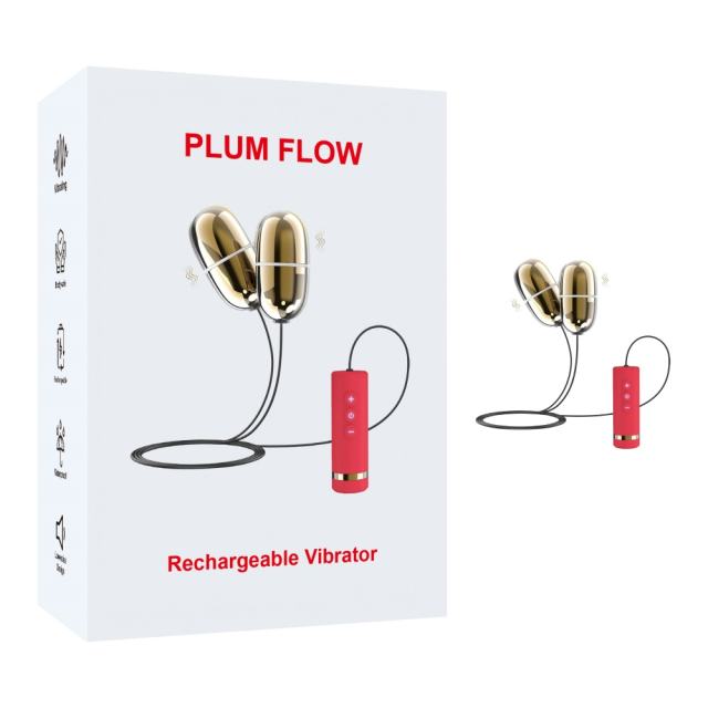 7-Mode Rechargeable Red & Gold Vibrating Double Eggs with Magnetic USB Charging
