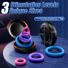 3-Piece Multicolor Silicone Cock Ring Set