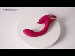8.59" Magenta Rechargeable Silicone Rabbit Vibrator – 7 Vibrating + 7 Tongue Licking Modes Dual Stimulation Design