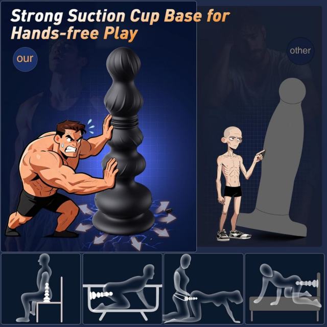 6.70" Black Rechargeable Silicone App-Controlled Thrusting Anal Plug – 10 Vibrating + 10 Thrusting Modes with Remote Control