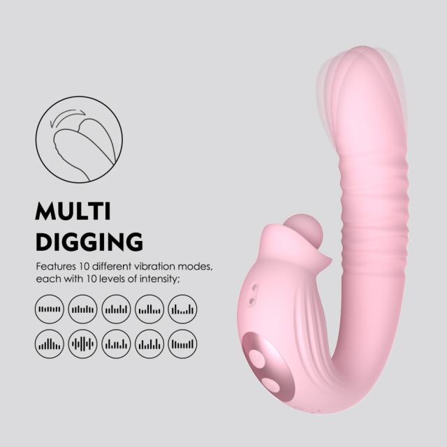 7.29" Pink Rechargeable Silicone Rabbit Vibrator – 10 Vibrating + 10 Thrusting + 10 Finger-Like Motion + 10 Rotating Modes