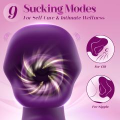 9.06" Dark Purple Rechargeable Silicone App-Controlled Rabbit Vibrator – 7 Vibrating + 7 Thrusting + 9 Sucking Modes