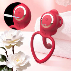 5.36" Red Rechargeable Silicone Wearable Flower Vibrator – 9 Vibrating Modes with Remote & App Control
