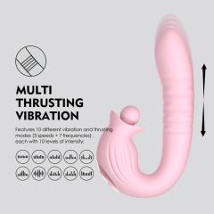 7.29" Pink Rechargeable Silicone Rabbit Vibrator – 10 Vibrating + 10 Thrusting + 10 Finger-Like Motion + 10 Rotating Modes