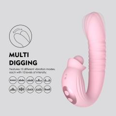 7.29" Pink Rechargeable Silicone Rabbit Vibrator – 10 Vibrating + 10 Thrusting + 10 Finger-Like Motion + 10 Rotating Modes