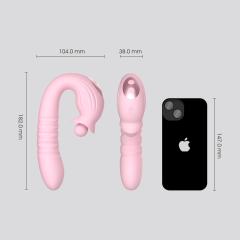 7.29" Pink Rechargeable Silicone Rabbit Vibrator – 10 Vibrating + 10 Thrusting + 10 Finger-Like Motion + 10 Rotating Modes