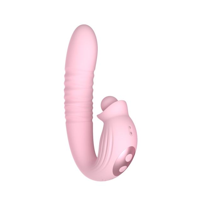 7.29" Pink Rechargeable Silicone Rabbit Vibrator – 10 Vibrating + 10 Thrusting + 10 Finger-Like Motion + 10 Rotating Modes