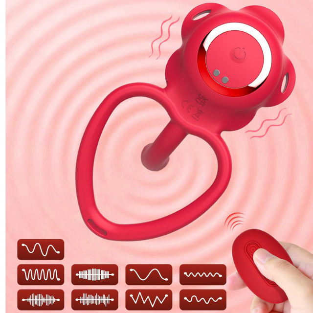 5.36" Red Rechargeable Silicone Wearable Flower Vibrator – 9 Vibrating Modes with Remote & App Control