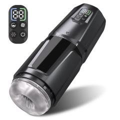 10.84'' Black Rechargeable Male Masturbators - 7 Thrusting + 7 Rotating + 7 Vibrating Modes