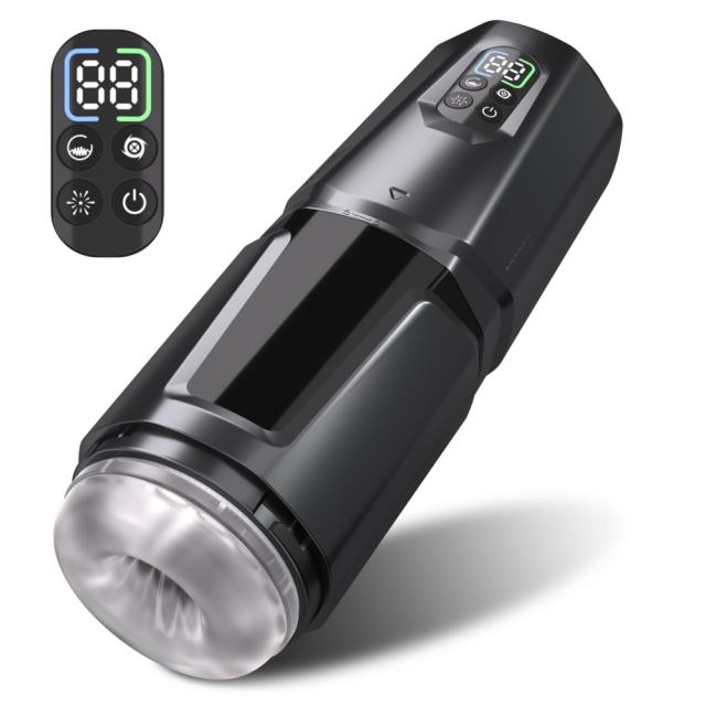 10.84'' Black Rechargeable Male Masturbators - 7 Thrusting + 7 Rotating + 7 Vibrating Modes