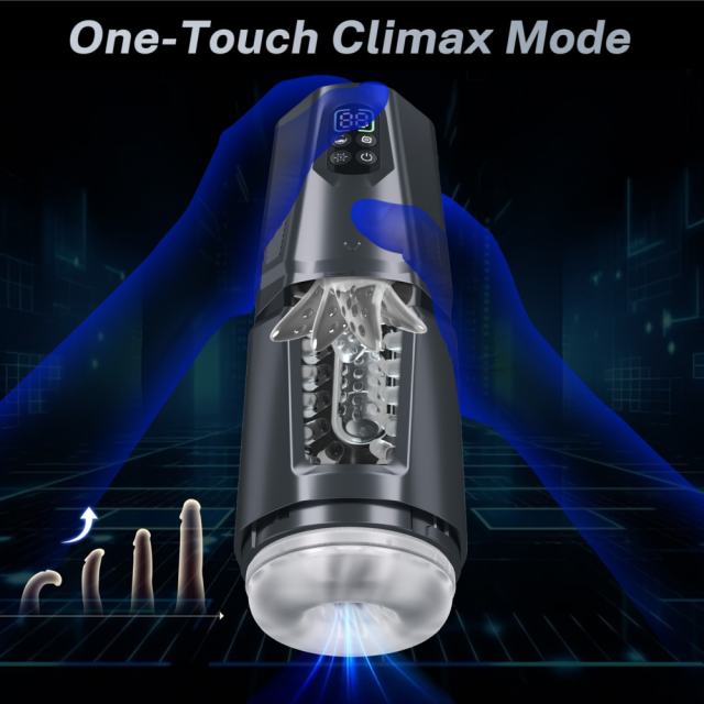 10.84'' Black Rechargeable Male Masturbators - 7 Thrusting + 7 Rotating + 7 Vibrating Modes