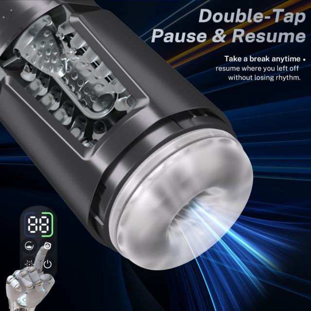 10.84'' Black Rechargeable Male Masturbators - 7 Thrusting + 7 Rotating + 7 Vibrating Modes