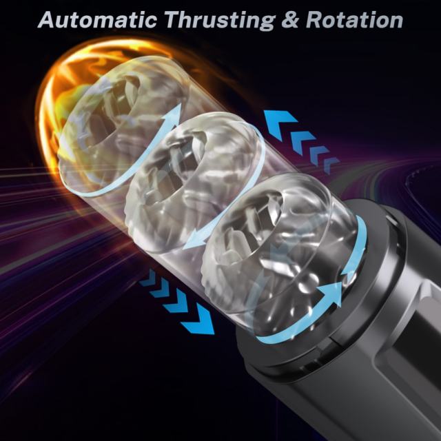 10.84'' Black Rechargeable Male Masturbators - 7 Thrusting + 7 Rotating + 7 Vibrating Modes